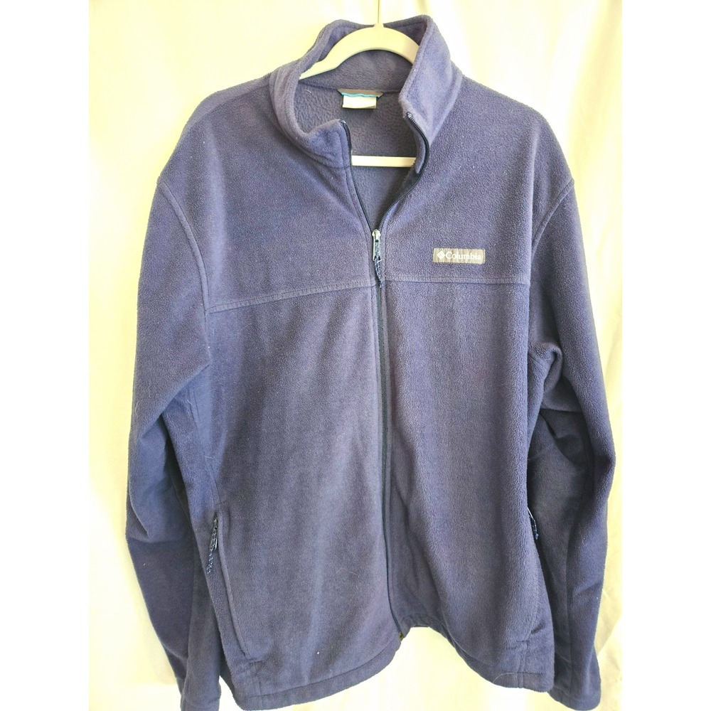 Columbia Fleece Jacket Mens XL Blue Full Zip Stand-Up Collar Zip Pockets Logo